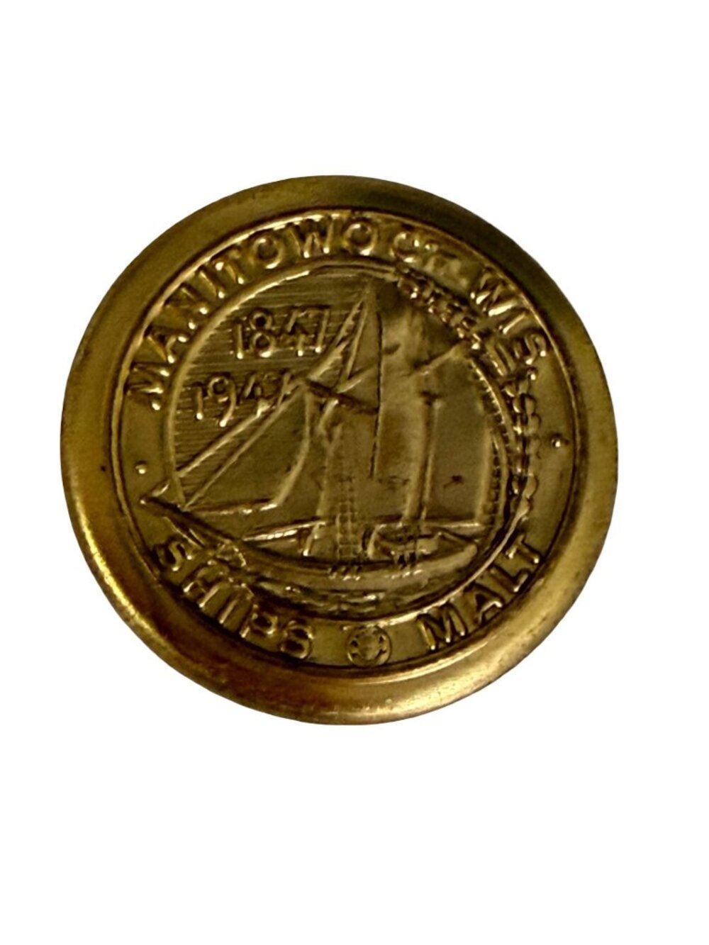 Vintage Mayflower II Plymouth Massachusetts Brass Souvenir Pin 1871 1971